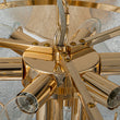 Load image into Gallery viewer, LightFixturesUSA-French Gold Layered Ginkgo Leaf Textured Glass Chandelier-Chandelier-Gold-
