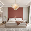 Load image into Gallery viewer, LightFixturesUSA-French Gold Layered Ginkgo Leaf Textured Glass Chandelier-Chandelier-Gold-
