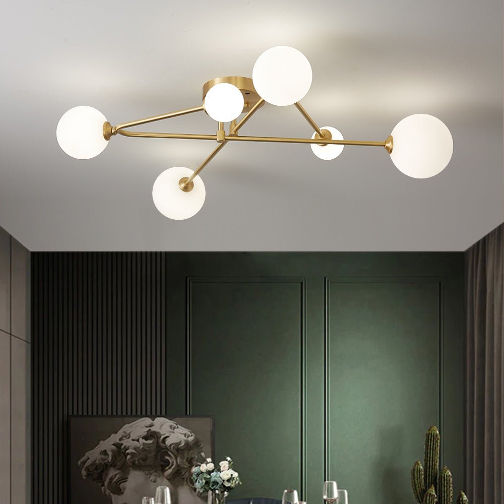 Frosted Bubble Linear Sputnik Semi Flush Mount LightFixturesUSA