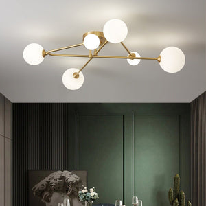 LightFixturesUSA-Frosted Bubble Linear Sputnik Semi Flush Mount-Ceiling Light--