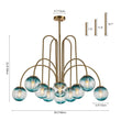 Load image into Gallery viewer, LightFixturesUSA-Glam 10-Light Blue Glass Globe Bubble Chandelier-Chandelier-Brass-