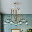 Load image into Gallery viewer, LightFixturesUSA-Glam 10-Light Blue Glass Globe Bubble Chandelier-Chandelier-Brass-