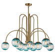 Load image into Gallery viewer, LightFixturesUSA-Glam 10-Light Blue Glass Globe Bubble Chandelier-Chandelier-Brass-