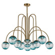 Load image into Gallery viewer, LightFixturesUSA-Glam 10-Light Blue Glass Globe Bubble Chandelier-Chandelier-Brass-