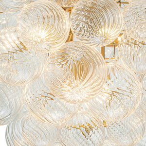 LightFixturesUSA-Glam Brass Cluster Ribbed Glass Globe Bubble Chandelier-Chandelier-Brass-