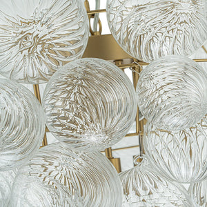 LightFixturesUSA-Glam Brass Cluster Ribbed Glass Globe Bubble Chandelier-Chandelier-Brass-