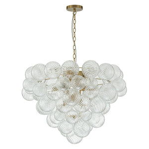 LightFixturesUSA-Glam Brass Cluster Ribbed Glass Globe Bubble Chandelier-Chandelier-Brass-