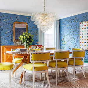 LightFixturesUSA-Glam Brass Cluster Ribbed Glass Globe Bubble Chandelier-Chandelier-Brass-