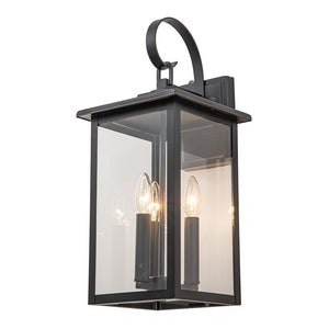 LightFixturesUSA-IP23 Matte Black Farmhouse 3-Light Lantern Outdoor Wall Light-Wall Sconce-1-Lt-Matte Black