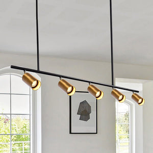 LightFixturesUSA-Kitchen Island Linear Pendant Track Lighting-Chandelier-Gold-5-Lt