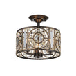 Load image into Gallery viewer, LightFixturesUSA-Luxe Moroccan Antique Crystal Drum Semi Flush Mount-Ceiling Light-Black-
