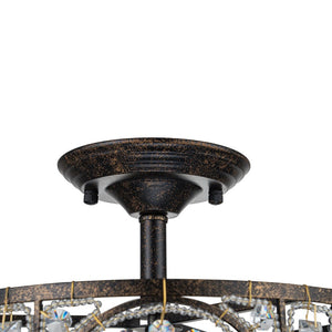 LightFixturesUSA-Luxe Moroccan Antique Crystal Drum Semi Flush Mount-Ceiling Light-Black-
