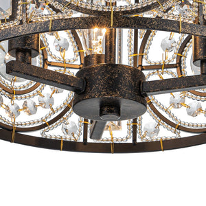 LightFixturesUSA-Luxe Moroccan Antique Crystal Drum Semi Flush Mount-Ceiling Light-Black-