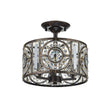 Load image into Gallery viewer, LightFixturesUSA-Luxe Moroccan Antique Crystal Drum Semi Flush Mount-Ceiling Light-Black-