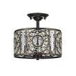 Load image into Gallery viewer, LightFixturesUSA-Luxe Moroccan Antique Crystal Drum Semi Flush Mount-Ceiling Light-Black-