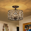 Load image into Gallery viewer, LightFixturesUSA-Luxe Moroccan Antique Crystal Drum Semi Flush Mount-Ceiling Light-Black-