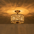 Load image into Gallery viewer, LightFixturesUSA-Luxe Moroccan Antique Crystal Drum Semi Flush Mount-Ceiling Light-Black-