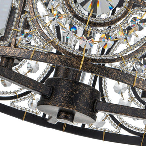 LightFixturesUSA-Luxe Moroccan Antique Crystal Drum Semi Flush Mount-Ceiling Light-Black-