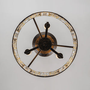 LightFixturesUSA-Luxe Moroccan Antique Crystal Drum Semi Flush Mount-Ceiling Light-Black-