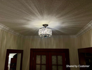 LightFixturesUSA-Luxe Moroccan Antique Crystal Drum Semi Flush Mount-Ceiling Light-Black (Pre-Order)-