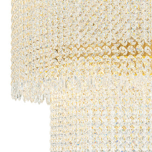 LightFixturesUSA-Luxury 2-Tier LED Cascade Crystal Round Chandelier-Chandelier-Brass (Pre-Order)-