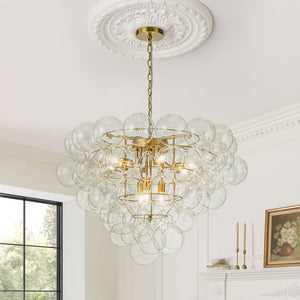 LightFixturesUSA-Luxury Brass Cluster Clear Glass Globe Bubble Chandelier-Chandelier-Brass (Pre-Order)-