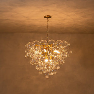 LightFixturesUSA-Luxury Brass Cluster Clear Glass Globe Bubble Chandelier-Chandelier-Brass (Pre-Order)-