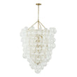 Load image into Gallery viewer, LightFixturesUSA-Luxury Cascade Cluster Ribbed Glass Bubble Entry Chandelier-Chandelier-Brass-