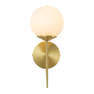 LightFixturesUSA-Mid-Century 1-Light Brass Frosted Glass Globe Wall Sconce-Wall Sconce-Brass-1-Lt (Pre-Order)