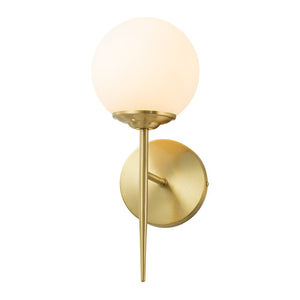 LightFixturesUSA-Mid-Century 1-Light Brass Frosted Glass Globe Wall Sconce-Wall Sconce-Brass-1-Lt (Pre-Order)