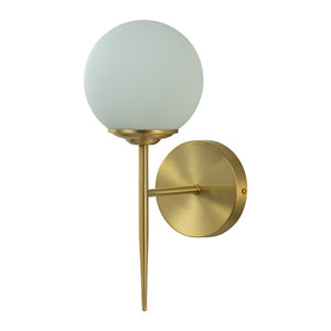 LightFixturesUSA-Mid-Century 1-Light Brass Frosted Glass Globe Wall Sconce-Wall Sconce-Brass-1-Lt (Pre-Order)