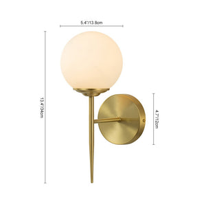 LightFixturesUSA-Mid-Century 1-Light Brass Frosted Glass Globe Wall Sconce-Wall Sconce-Brass-1-Lt (Pre-Order)