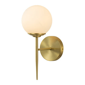 LightFixturesUSA-Mid-Century 1-Light Brass Frosted Glass Globe Wall Sconce-Wall Sconce-Brass-1-Lt (Pre-Order)