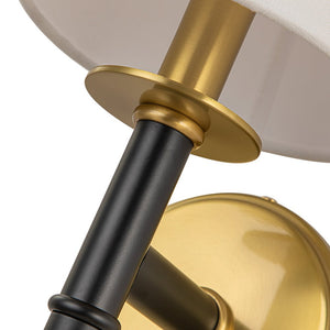 LightFixturesUSA-Mid-Century 1-light Cone Linen Shade Wall Sconce-Wall Sconce-1-Lt-Black+ Gold