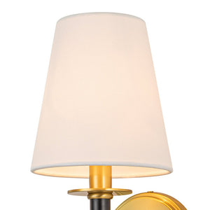 LightFixturesUSA-Mid-Century 1-light Cone Linen Shade Wall Sconce-Wall Sconce-1-Lt-Black+ Gold