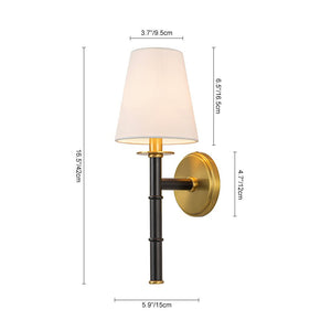 LightFixturesUSA-Mid-Century 1-light Cone Linen Shade Wall Sconce-Wall Sconce-1-Lt-Black+ Gold