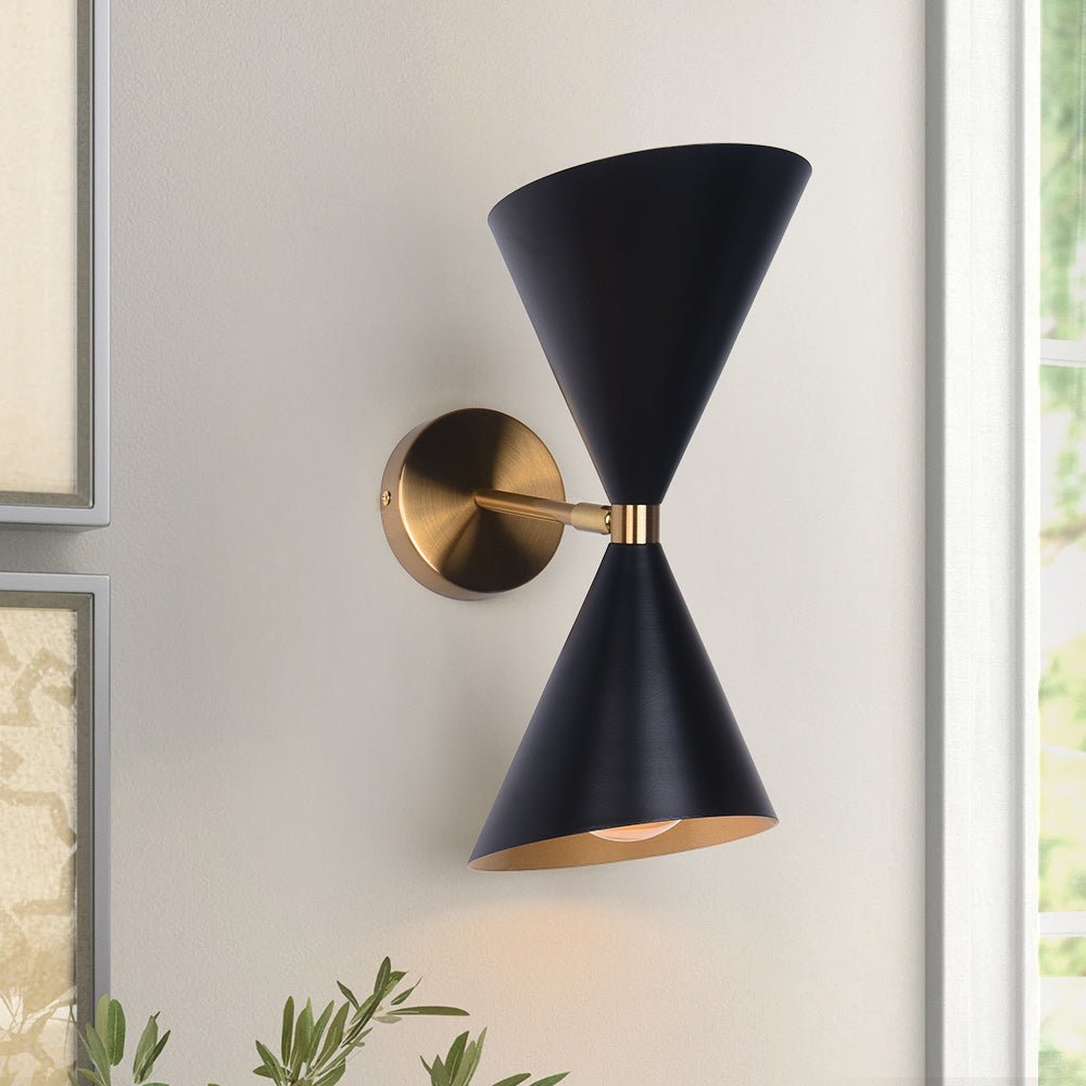 Modern Mid-Century Black Wall Sconce LightFixturesUSA, Hourglass