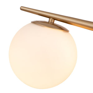 LightFixturesUSA-Mid-century Opal Glass Globe Gold Vanity Light-Wall Sconce-Gold-2-Lt
