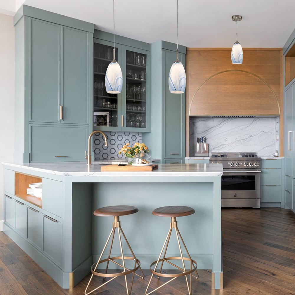 Modern 1Light Glass Mica Min Kitchen Pendant Light LightFixturesUSA