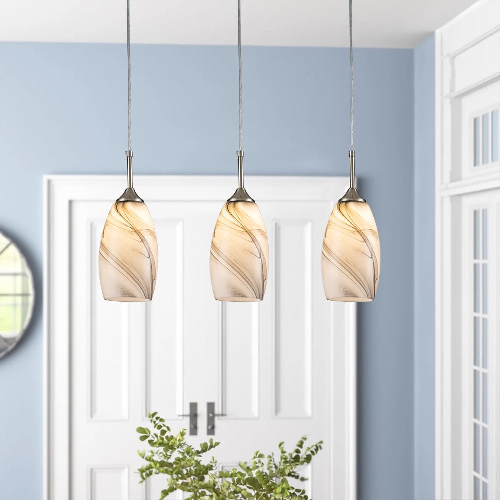 Modern 1Light Glass Mica Min Kitchen Pendant Light LightFixturesUSA