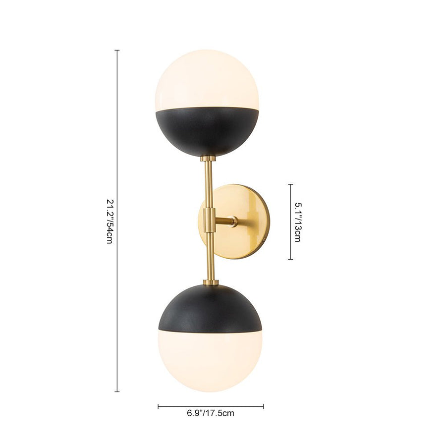 LightFixturesUSA-Modern 2-Light Opal Glass Globe Wall Sconce-Wall Sconce-Nickel-