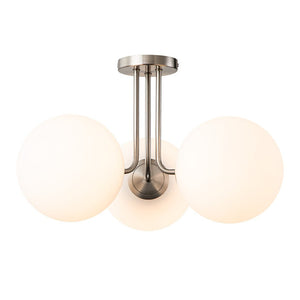 LightFixturesUSA-Modern 3-Light Opal Glass Globe Ceiling Light-Ceiling Light-Black Brass-