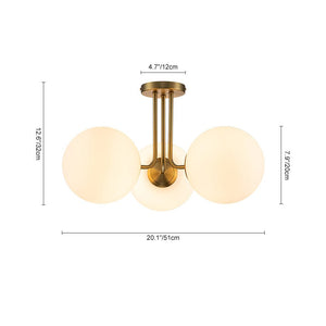 LightFixturesUSA-Modern 3-Light Opal Glass Globe Ceiling Light-Ceiling Light-Brass-
