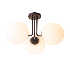 LightFixturesUSA-Modern 3-Light Opal Glass Globe Ceiling Light-Ceiling Light-Brass-