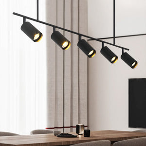 LightFixturesUSA-Modern 5-light Island Linear Track Light-Chandelier-Black-