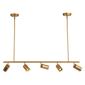 LightFixturesUSA-Modern 5-light Island Linear Track Light-Chandelier-Black+Gold-