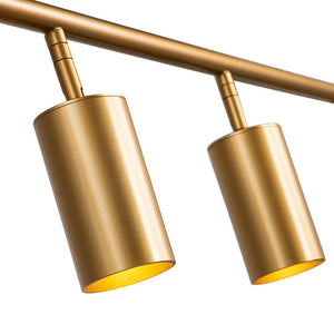 LightFixturesUSA-Modern 5-light Island Linear Track Light-Chandelier-Black+Gold-