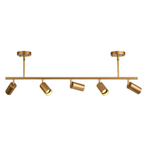 LightFixturesUSA-Modern 5-light Island Linear Track Light-Chandelier-Black+Gold-