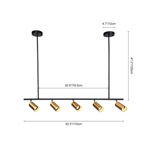 LightFixturesUSA-Modern 5-light Island Linear Track Light-Chandelier-Black+Gold-