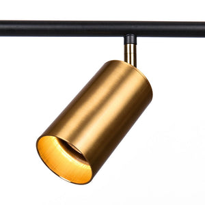 LightFixturesUSA-Modern 5-light Island Linear Track Light-Chandelier-Black+Gold-
